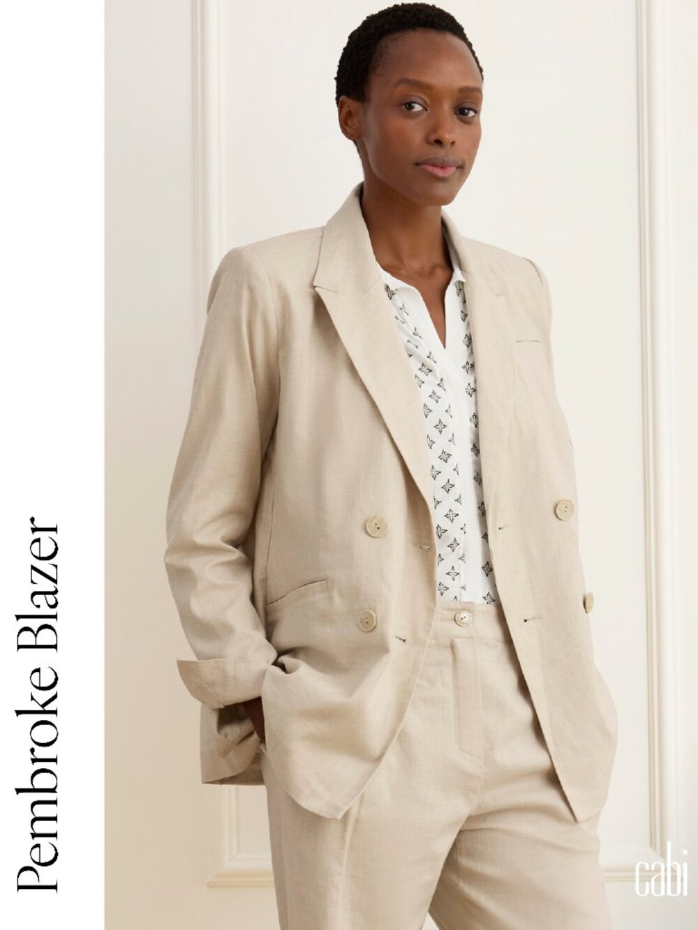 CAbi Pembroke Blazer in Light Beige